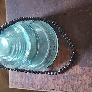 vintage hematite necklace silver tone closure